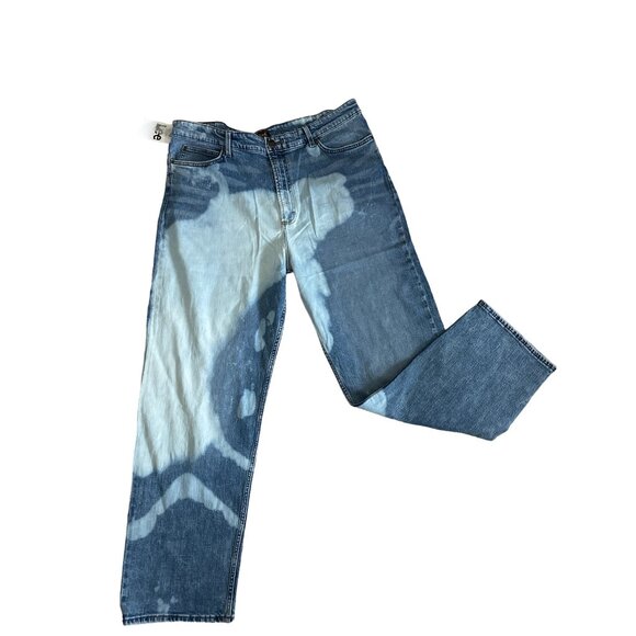NWT LEE Loose Bleached Jeans Straight 90’s Jeans Fit Tie Dye Blue White Rare 38x - Picture 3 of 6